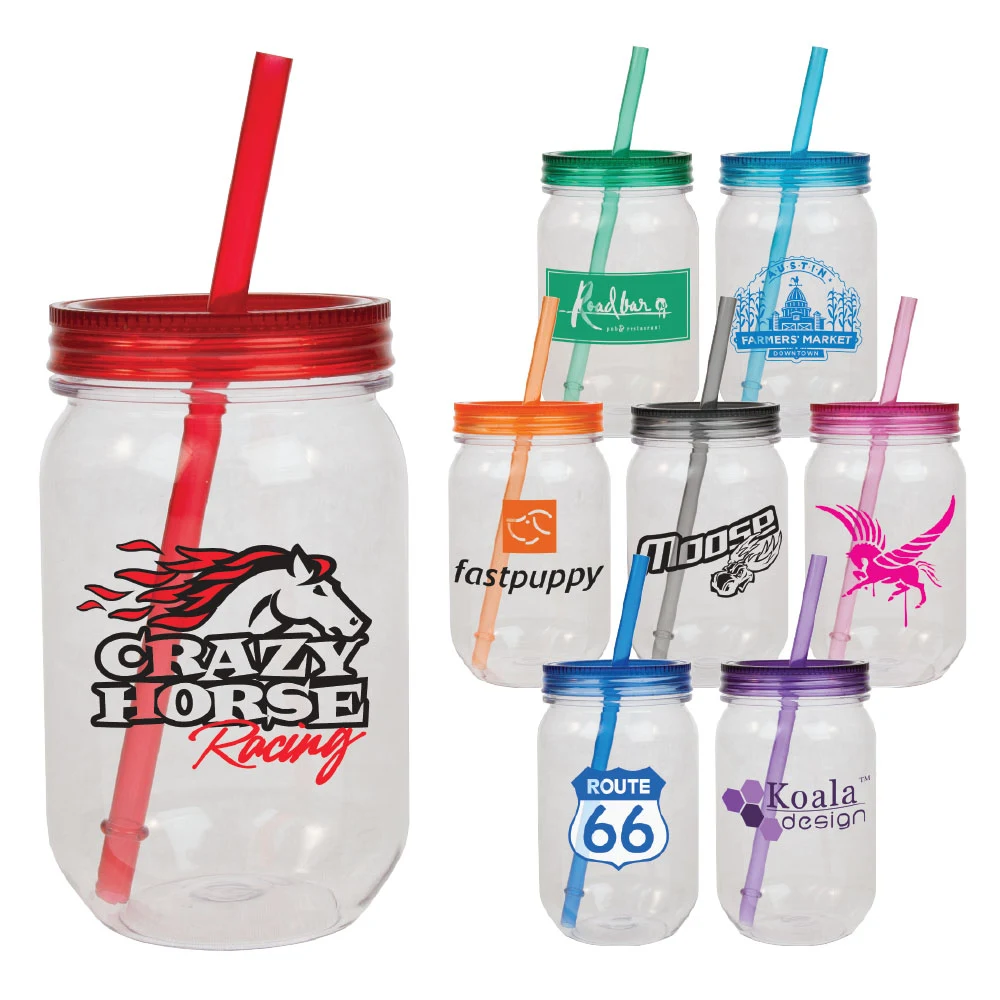 24 Oz. Liberty Mason Jar Acrylic Tumbler w/ Full Color Imprint 1