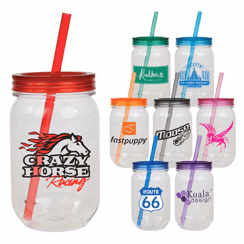 24 Oz. Liberty Mason Jar Acrylic Tumbler w/ Full Color Imprint