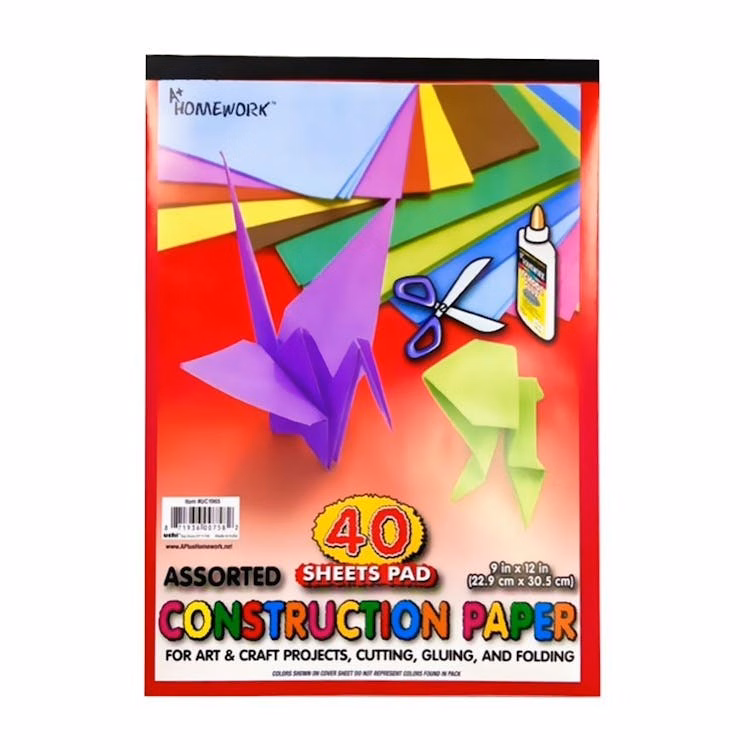 Construction Paper Pads - 40 Sheets 9" x 12"