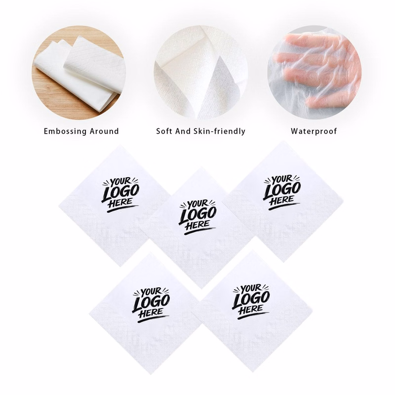 Double Layer 4.33in White Square Disposable Napkins