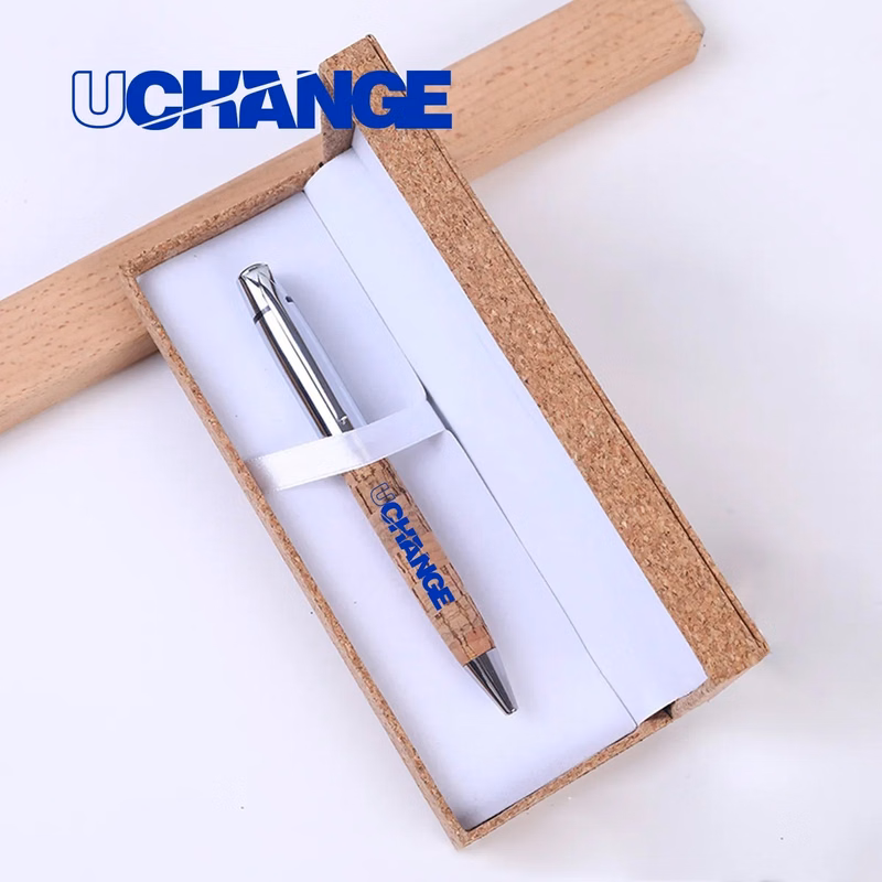 Cork Barrel Click Ballpoint Pen In Gift Box