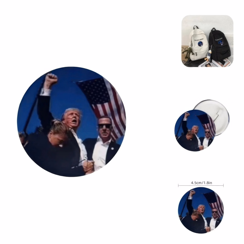 Round Metal Trump Speech Pin Badge