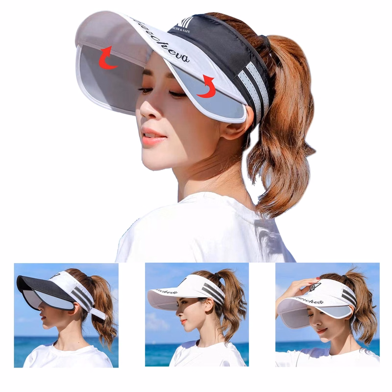 Women Retractable Wide Brim Sun Visor Hat