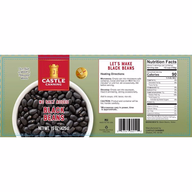 Canned Black Beans No Salt Added - Full Pallet