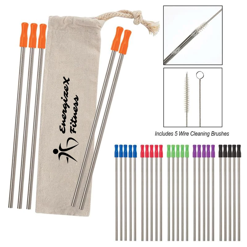 5-Pack Stainless Straw Kit with Cotton Pouch 1