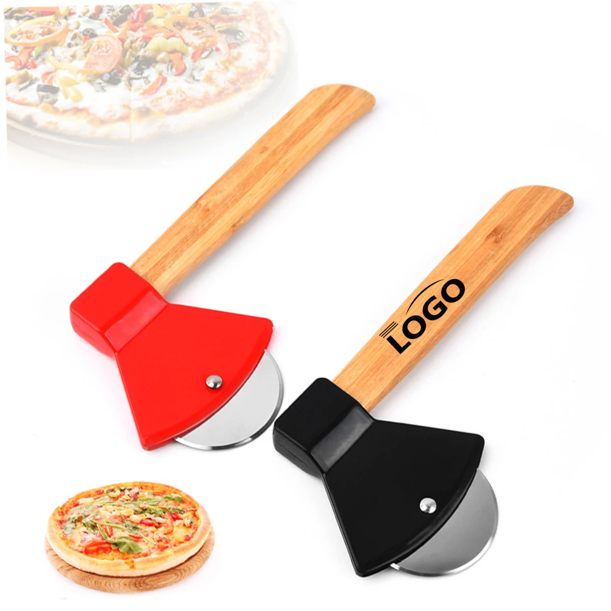 Pizza Cutter with Bamboo Handle 1