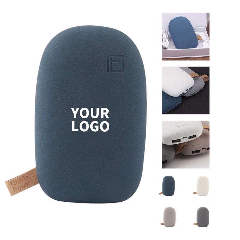 Pebble Shape Mobile Power Bank 5000 Milliamp Hour Dual Output 5.4" X 3.2" X 2.5"