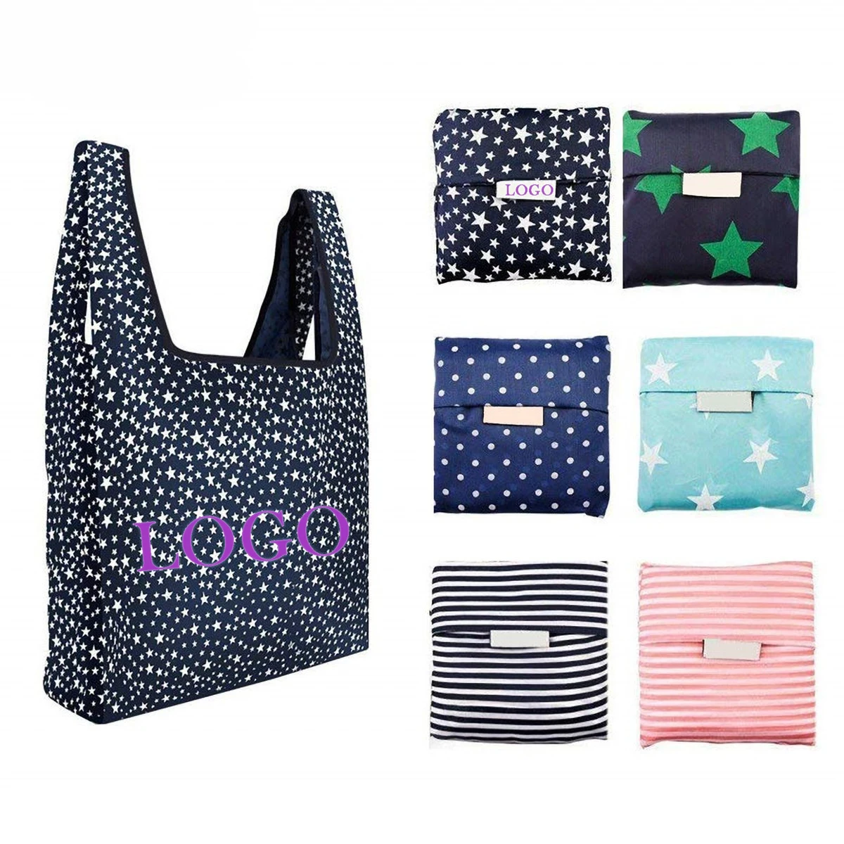 Reusable Grocery Bag, Stripes, Stars 1
