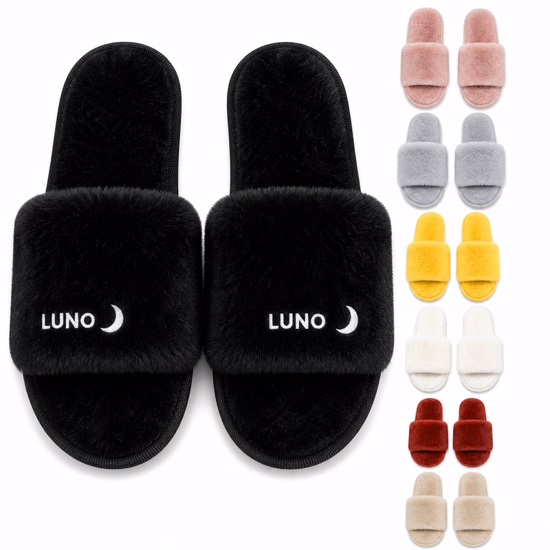 Polyester Plush Open Toe House Slippers