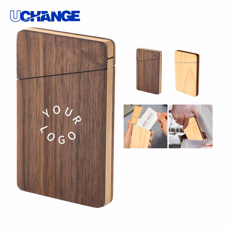 Wood Card Organizer Stand Magnetic Design