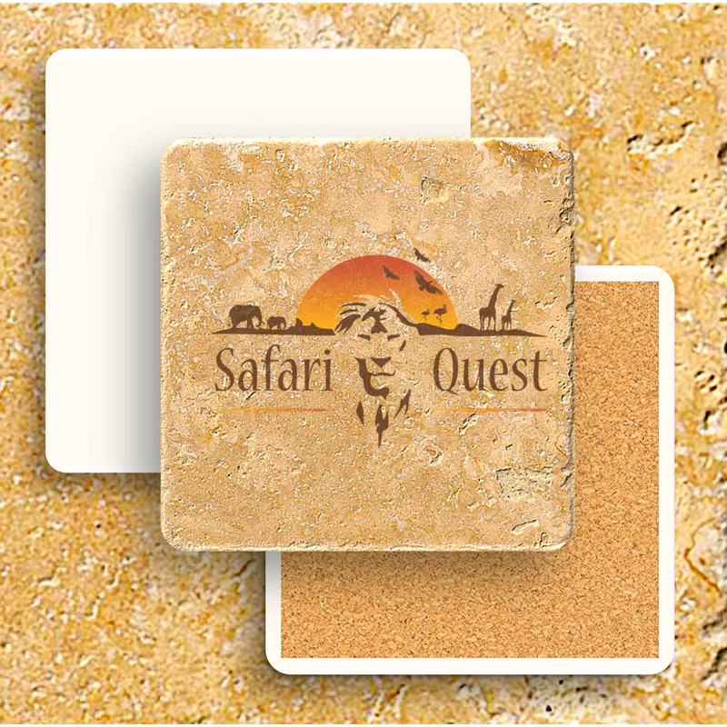 Faux Travertine Printed Square Coaster