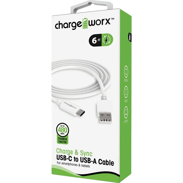 USB Type C Charger - White 6' 1