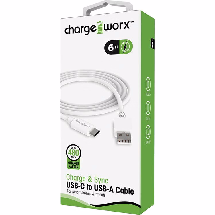 USB Type C Charger - White 6'