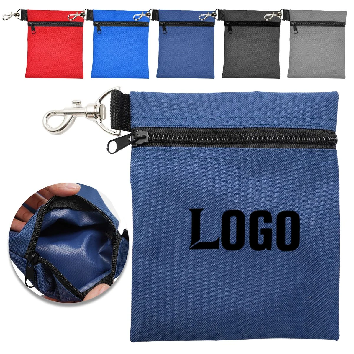Nylon Golf Zipper Pouch With Clip 1