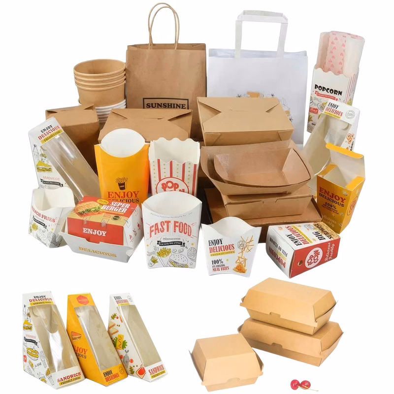 Custom Printed Takeout Packaging Kraft Paper Boxes