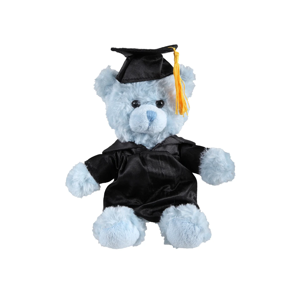 soft plush Blue Curly Sitting Bear with graduation cap &gown 1