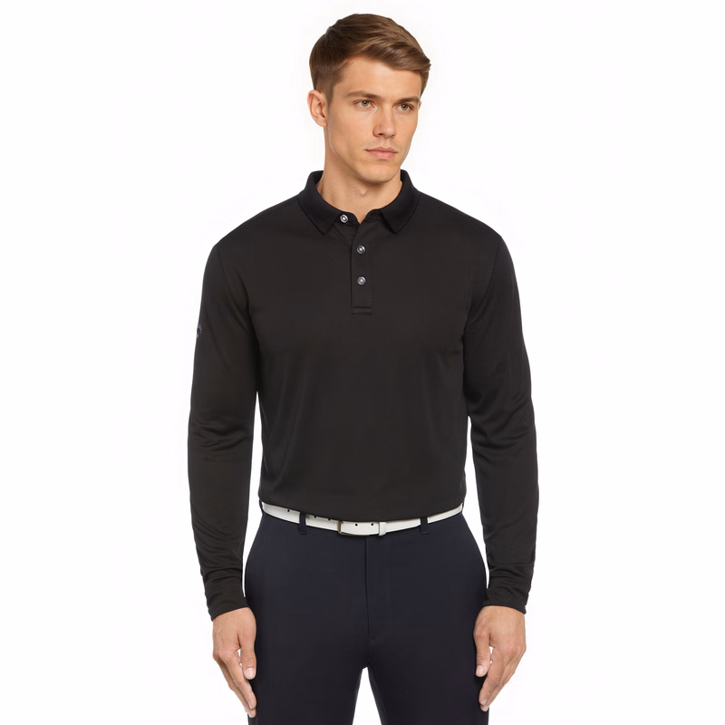 Solid Long Sleeve Polo