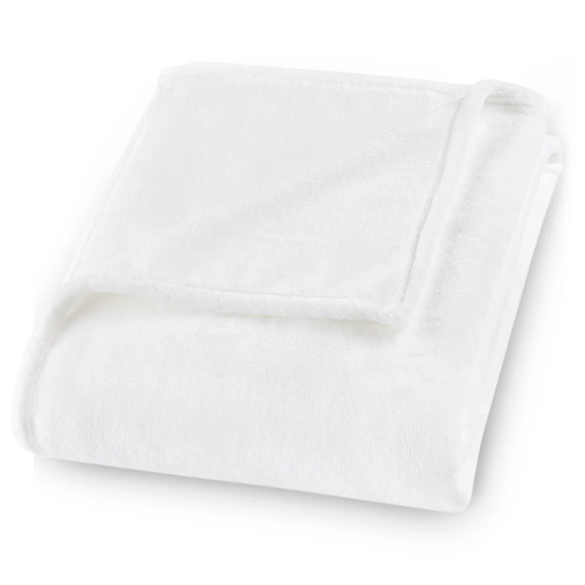 Plush and Cozy Mink Flannel Fleece White Couch sized Blanket, 50x60, Blank Only 1