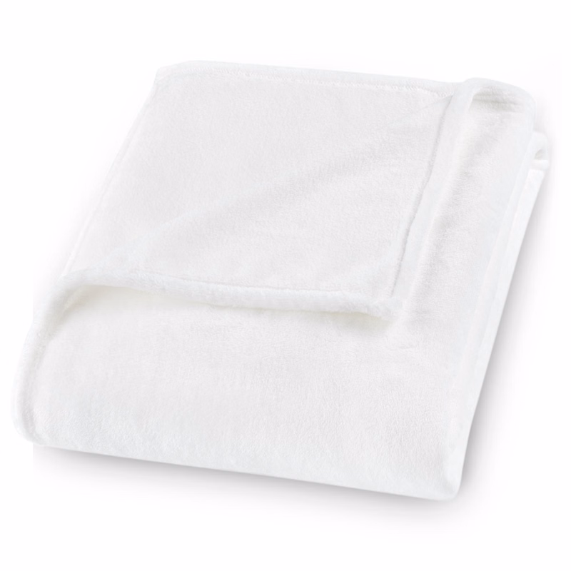 Plush and Cozy Mink Flannel Fleece White Couch sized Blanket, 50x60, Blank Only