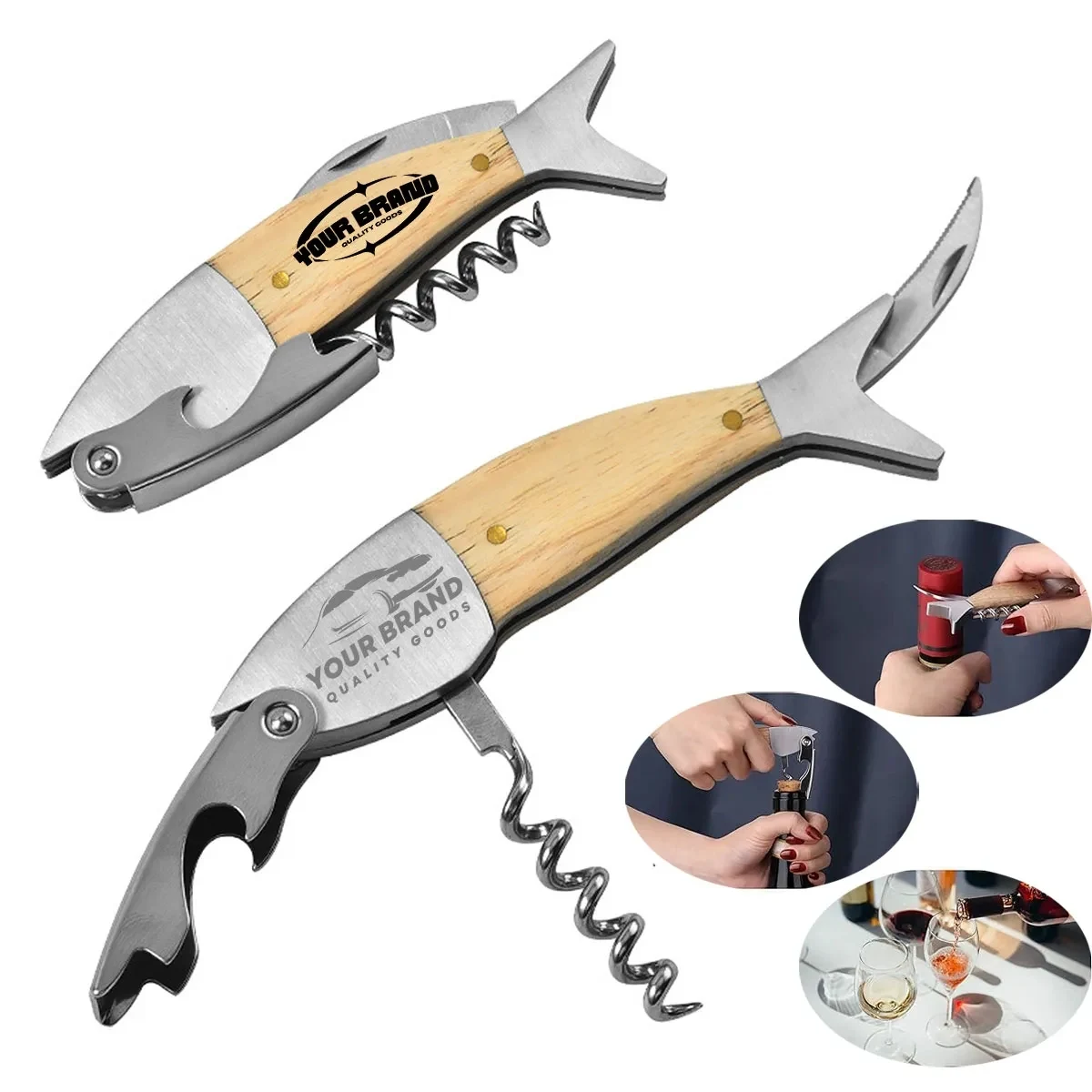 Multifunctional Bottle Wine Opener Fish Shape Folding Knife 1