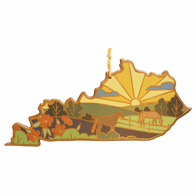 Kentucky State Shaped Serving and Cutting Board with Artwork by Summer Stokes