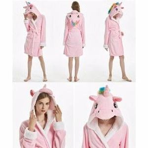 Adult Lady Narwhal Polar Fleece Robe Soft Bathrobe