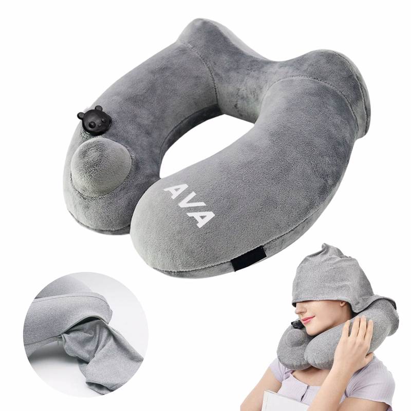 Inflatable U Shaped Pillow With Hat