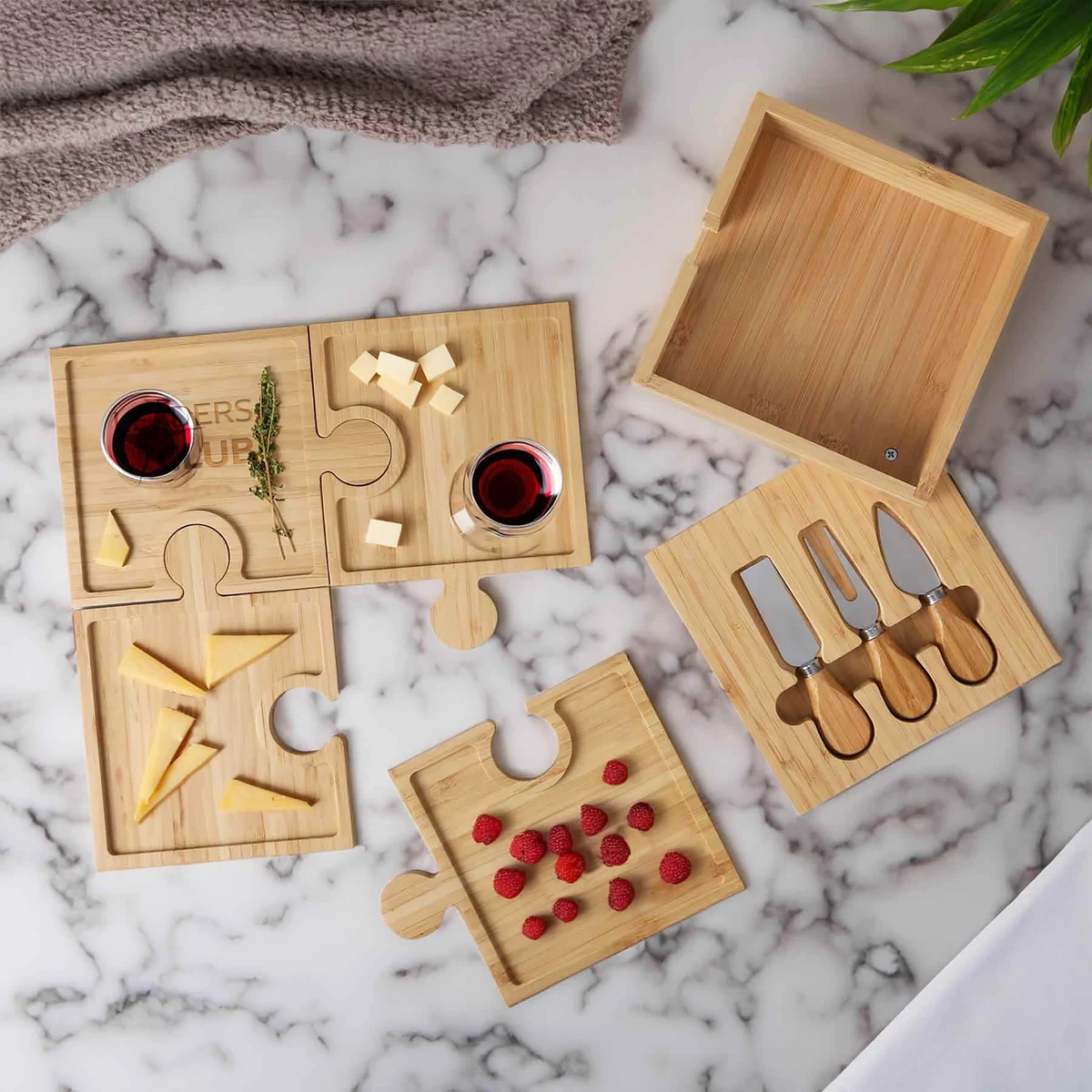 Bamboo Puzzle Cheese Board Set 1
