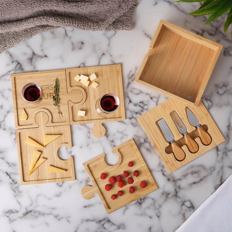 Bamboo Puzzle Cheese Board Set