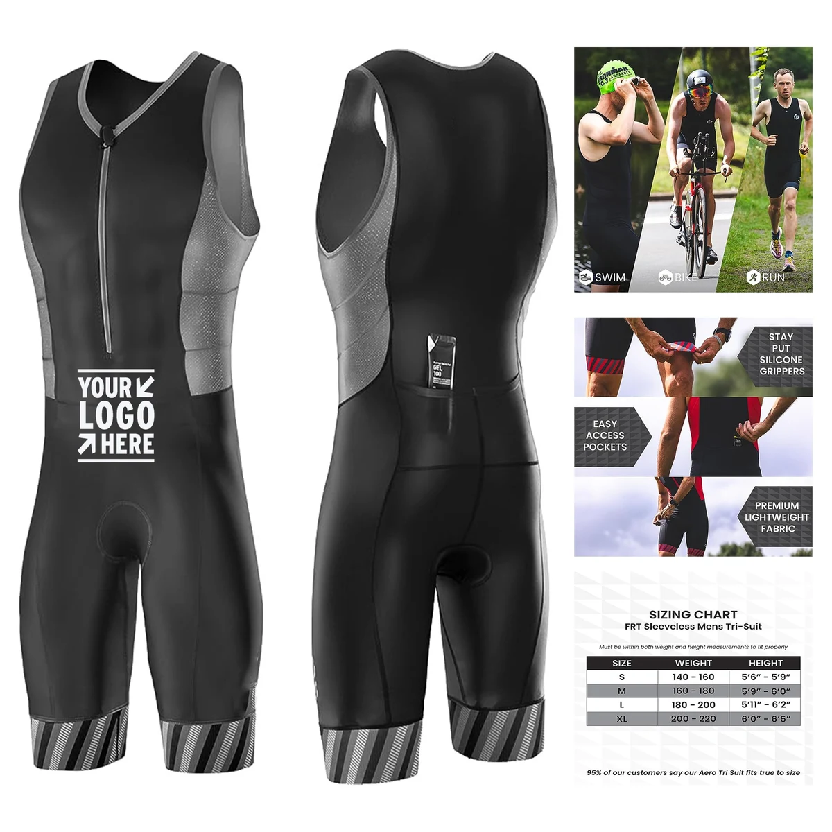 Suitable For All Abilities Triathlon Suit Mens Trisuit Durable FRT Fabrics Sleeveless Tri Suit 1