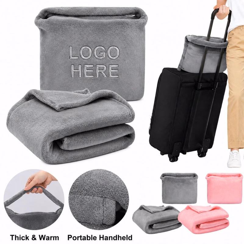 50" x 60" Packable Fleece Travel Blanket With Pillow Bag