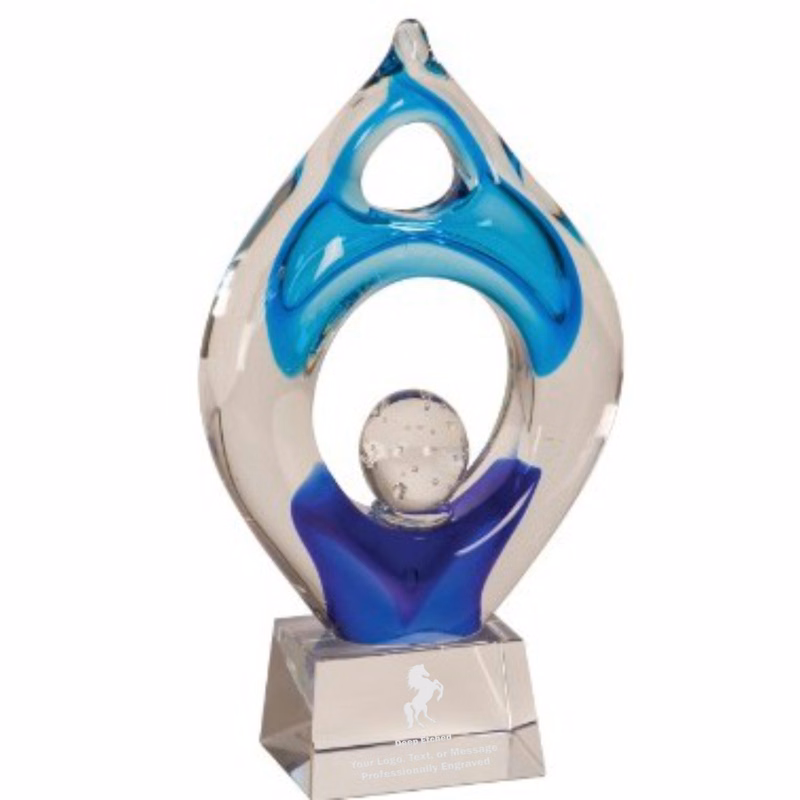 10 1/4" Winner Colored Art Glass Award