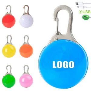LED Safety Light For Pet Collars Push Activation With Carabiner 1
