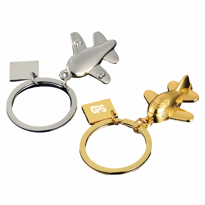 Chroming Metal Aircraft Keychain w/ Square Tag