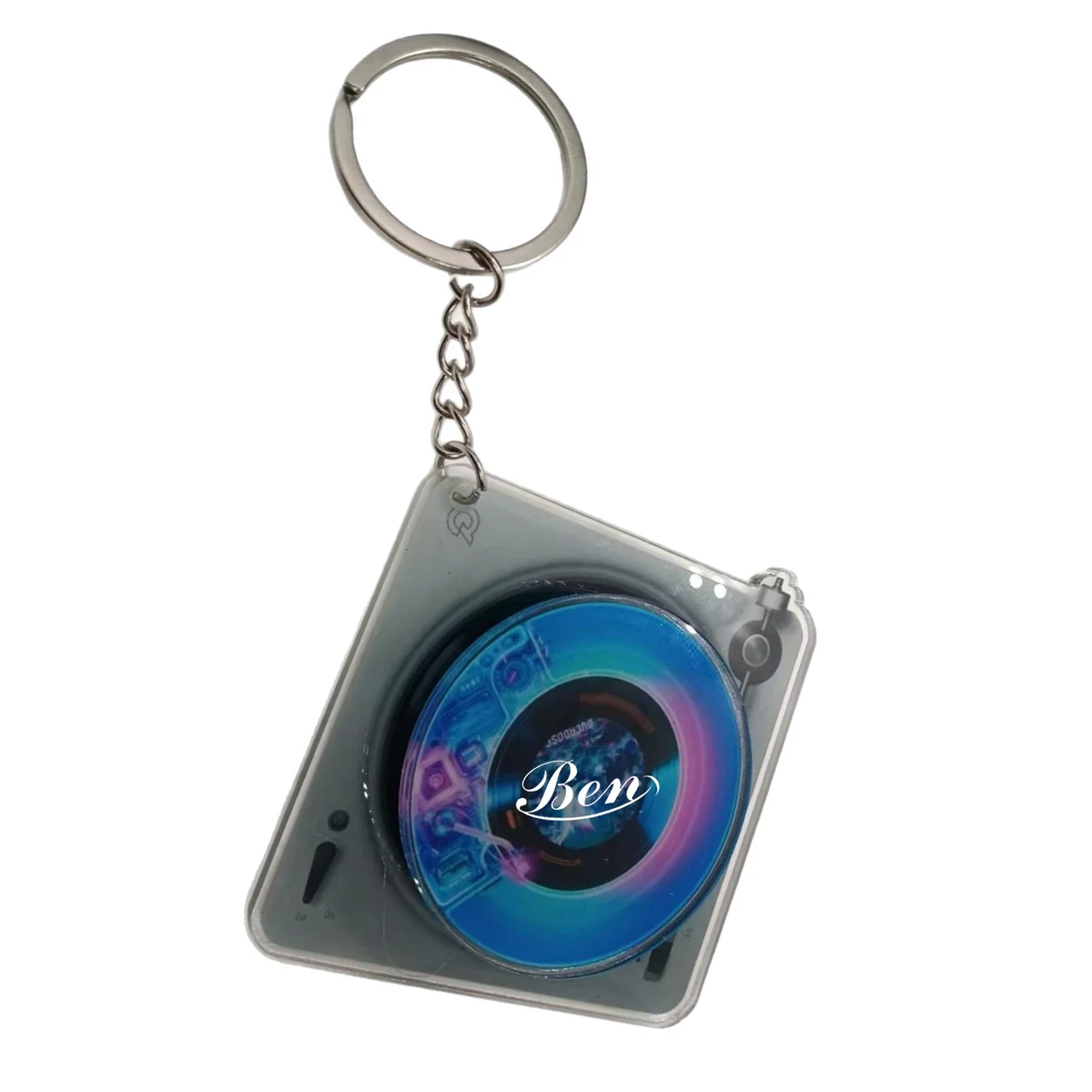 Acrylic Record-Shaped Keychain with NFC Chip 1