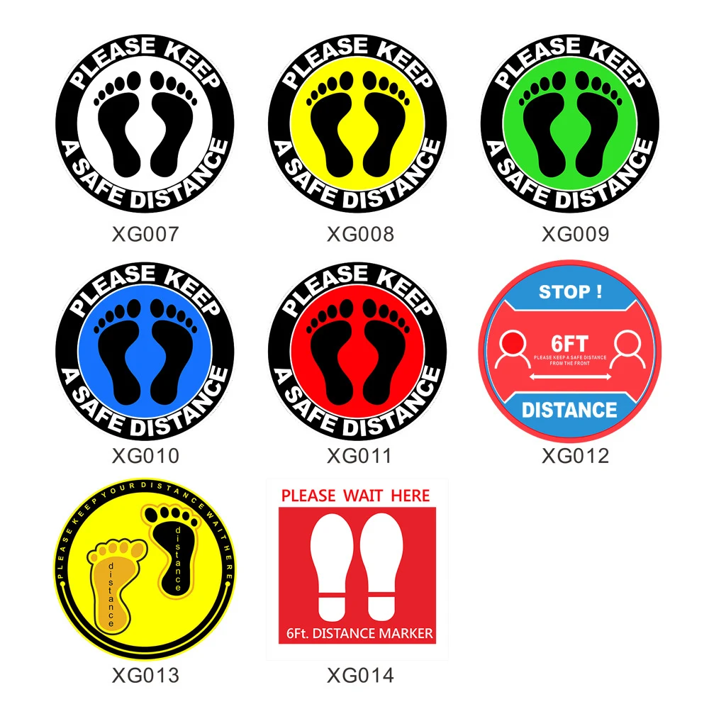 12" PVC Round Social Distancing Floor Sticker & Decals 1