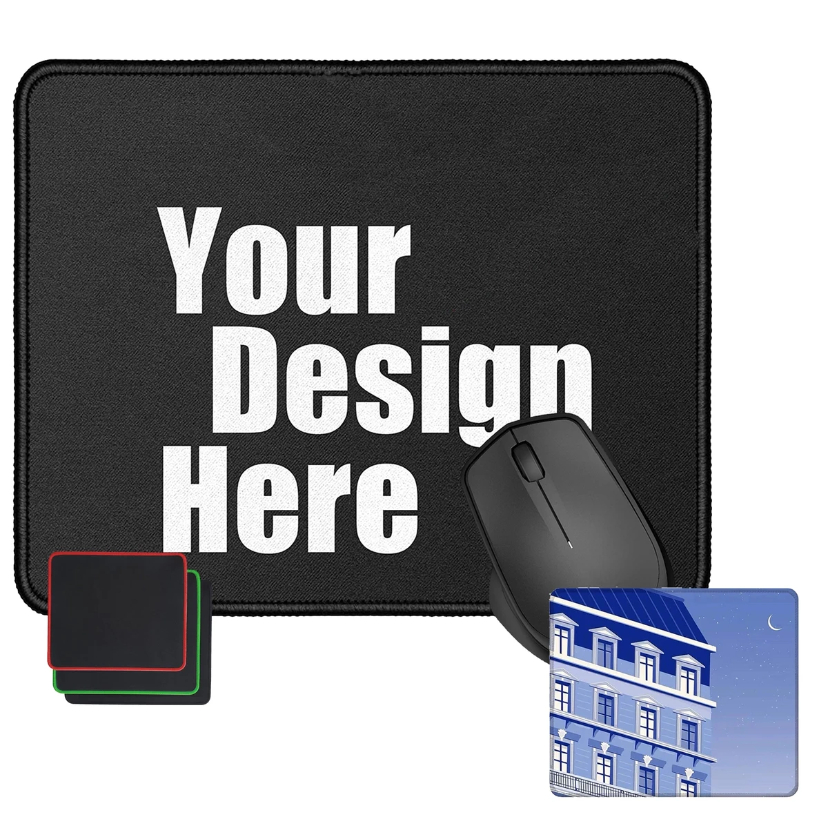 8.3"Lx10.3"W Custom Stitched Edge Mouse Pad 1