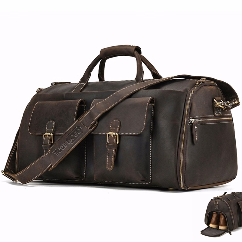 Genuine Leather Hanging Suitcase Suit Business Duffle Bag