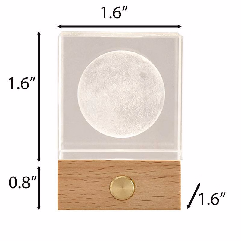 3D Galaxy Crystal Square Night Light with LED Wood Base