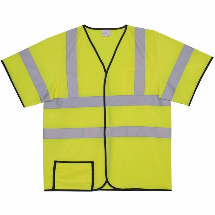 Polyester Yellow Solid Safety Short Sleeve Jersey SV183