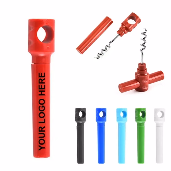 Custom 4.13" Pocket Corkscrew with Plastic Shell & Stainless Steel Auger — Wine Event Opener