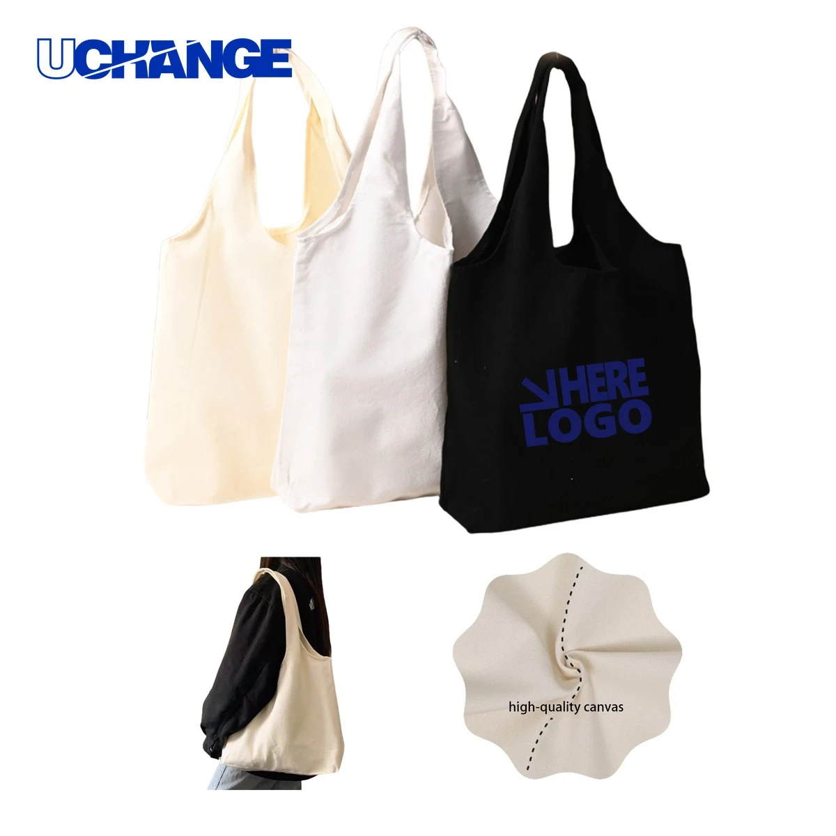 Reusable Canvas Shopping Bag, custom tote bag with logo imprint 1
