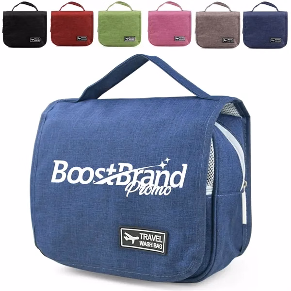 Custom Metal Hanging Toiletry Bag with Mesh Pockets — Travel Essentials Organizer