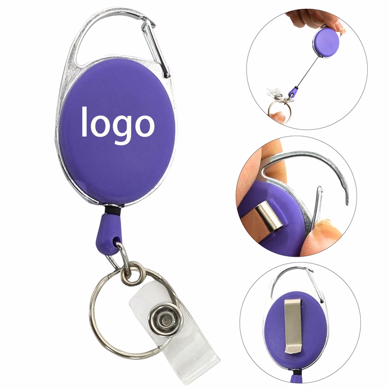 Oval Shape Retractable Badge Holder with Clip