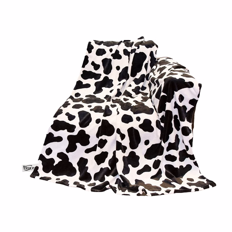 Fleece Black Cow Print Throw Blanket