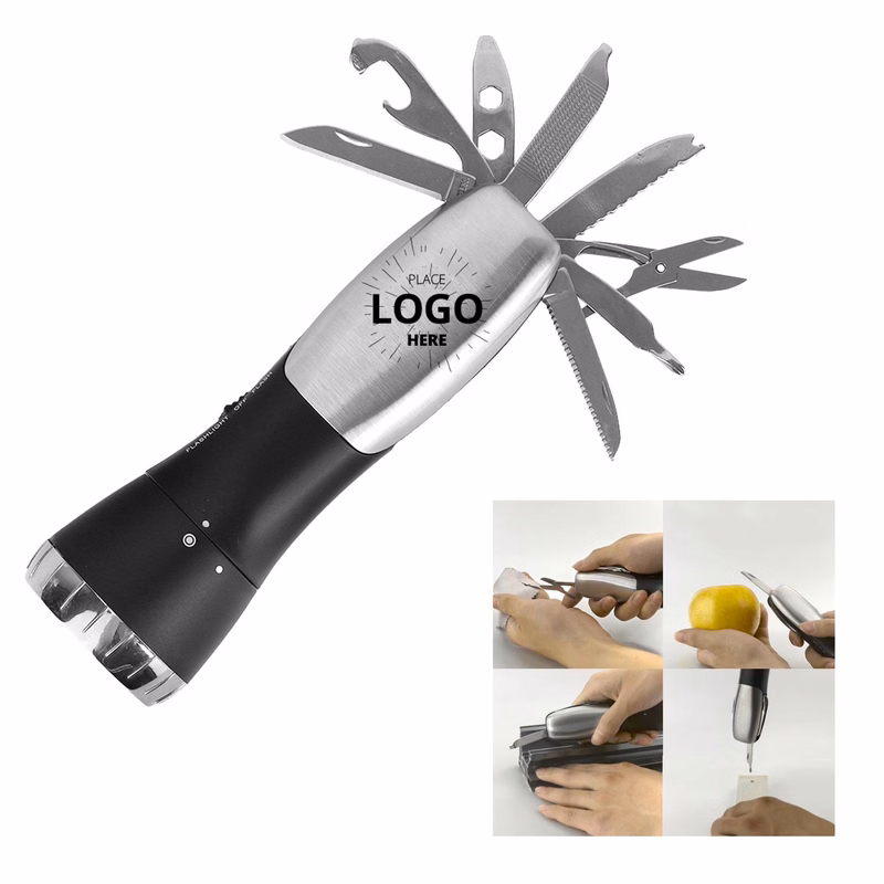 Stainless Steel Torch Multifunction Safety Tools Flashlight