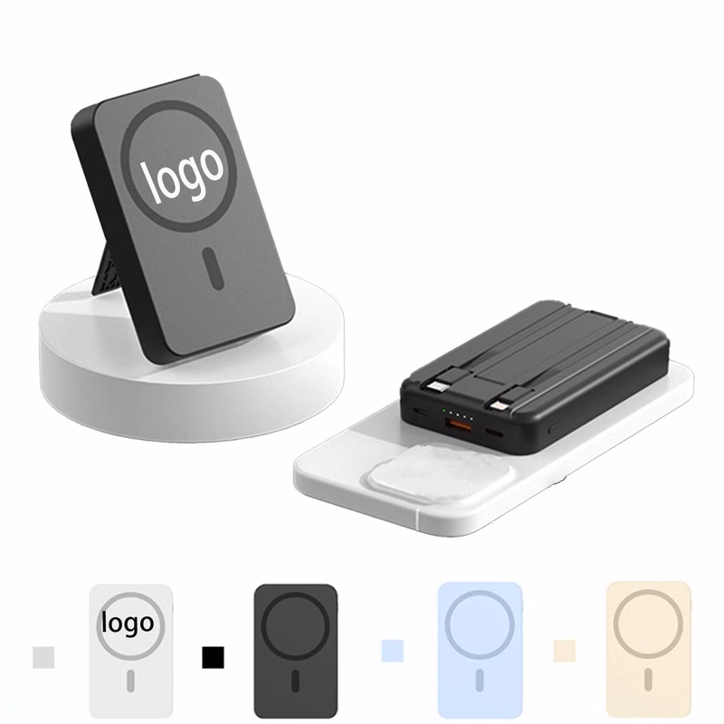 10000mAh Magnetic Mini Power Bank with Built-in Cable Stand