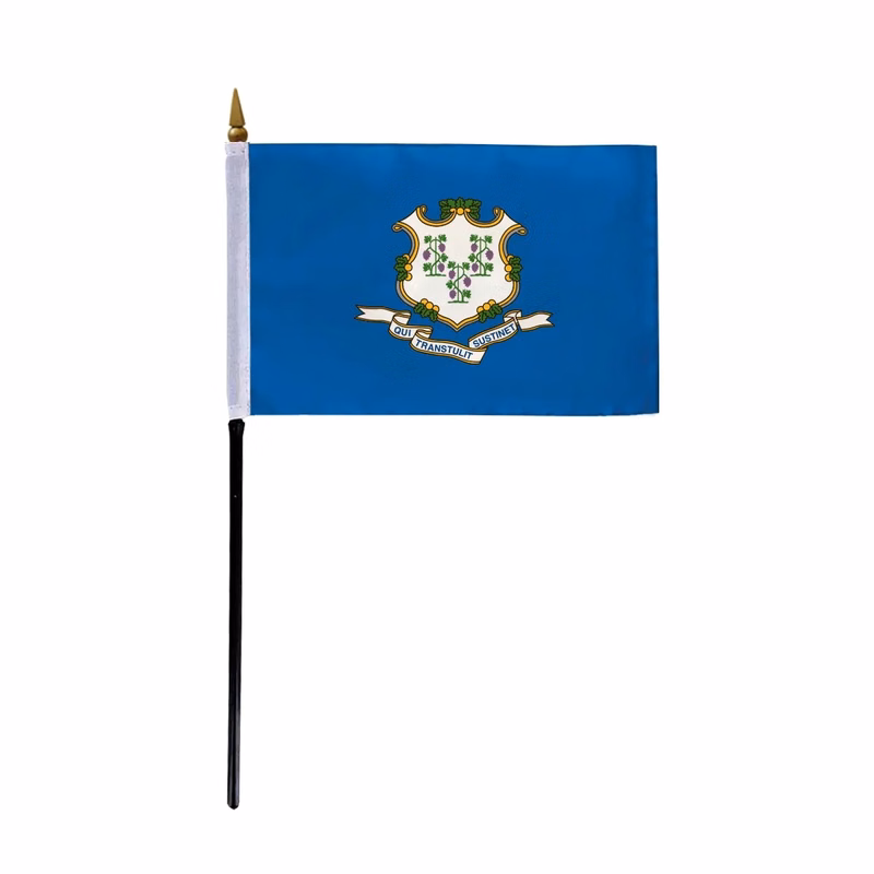 4"x6" & 12"x18'' Connecticut ePoly Printed Stick Flags