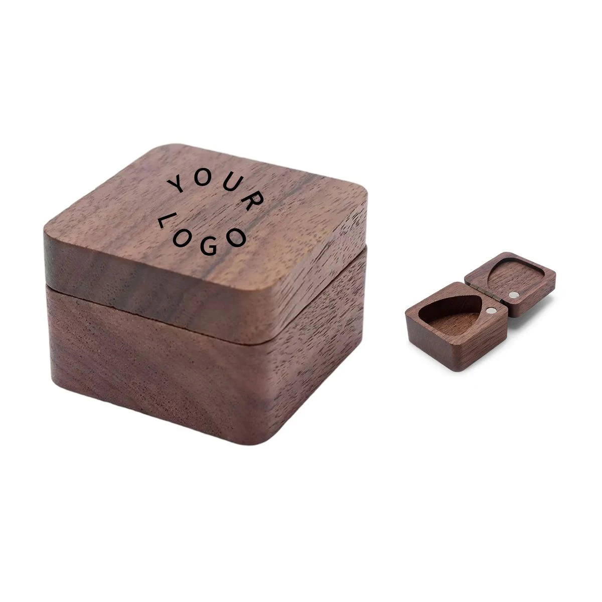 Durable Wood Guitar Pick Box with Classic Square Shape 1