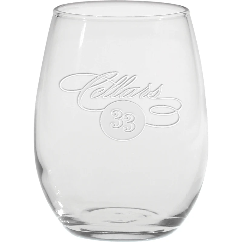 9 oz. Stemless White Wine - Deep Etched 1